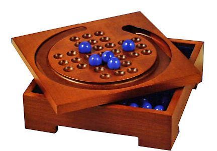 WE Games Solid Wood Marble Solitaire Game, Blue Glass Marbles Game, Marble  Board Game, Wooden Games, Table Games, Home Decor, Marble Game Great for